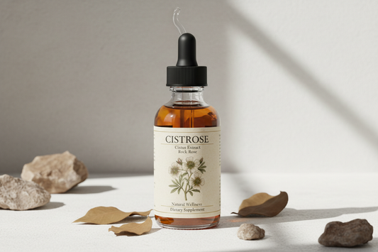 erstelle mir ein bild einer tinktur im stil von strophantin nur mit cistrose 