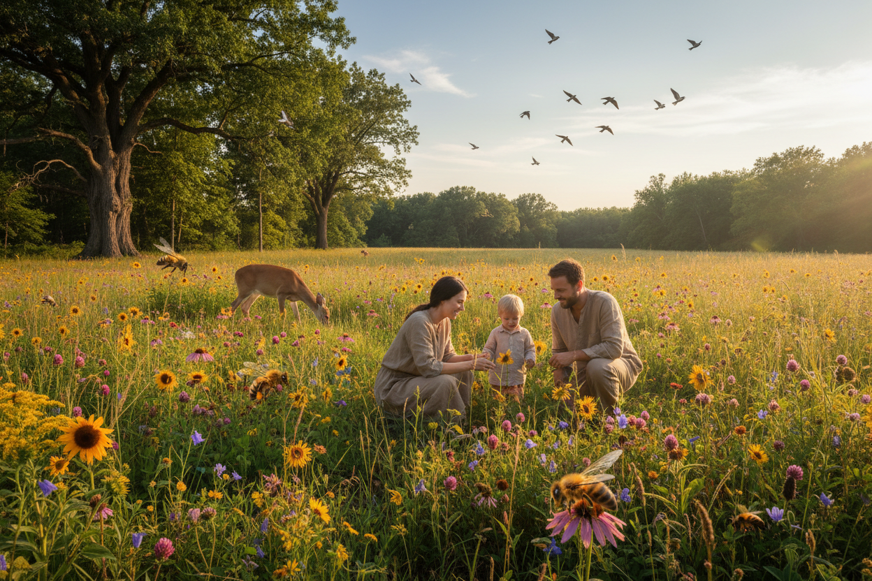 ohne technik und nicht so viele menschen, naturbelassener und mit bienen. 